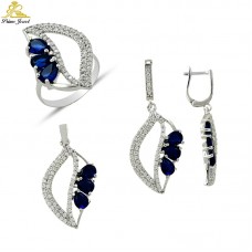 Gümüş zirkon taşlı set